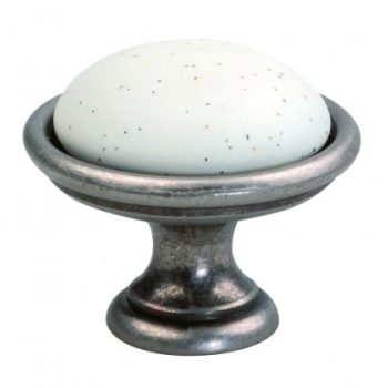 Fogantyú gomb Lenis M matt fehér porcelán/antik-ón